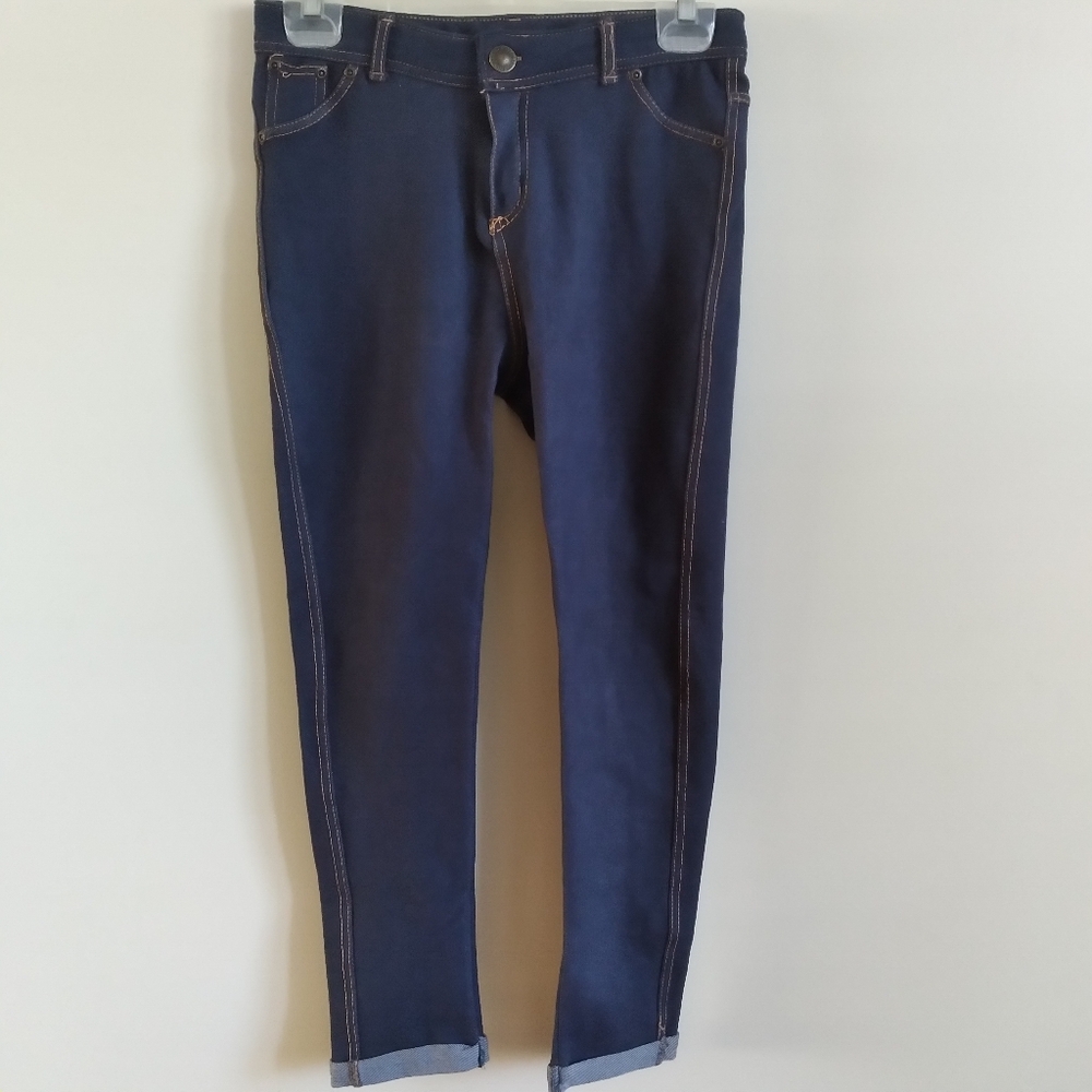 #325 Icy Fashion M Navy Jegging Gold Thread